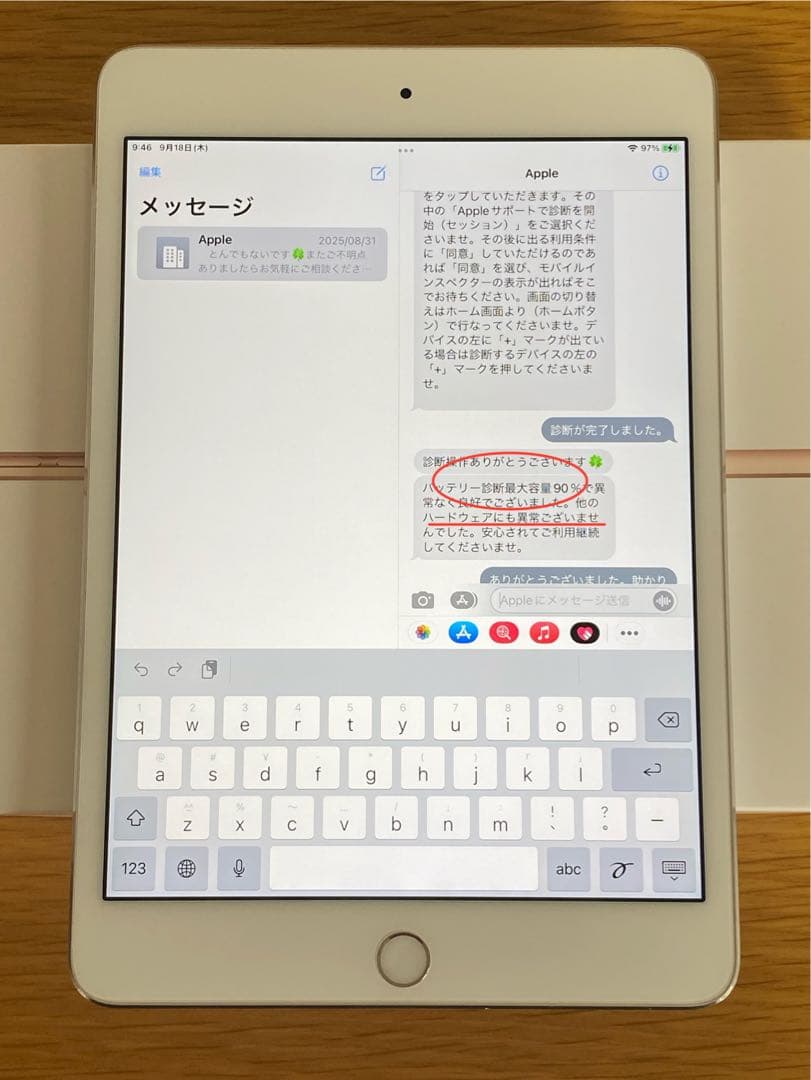 美品 iPad mini 第4世代 90%バッテリー容量　iPad本体
