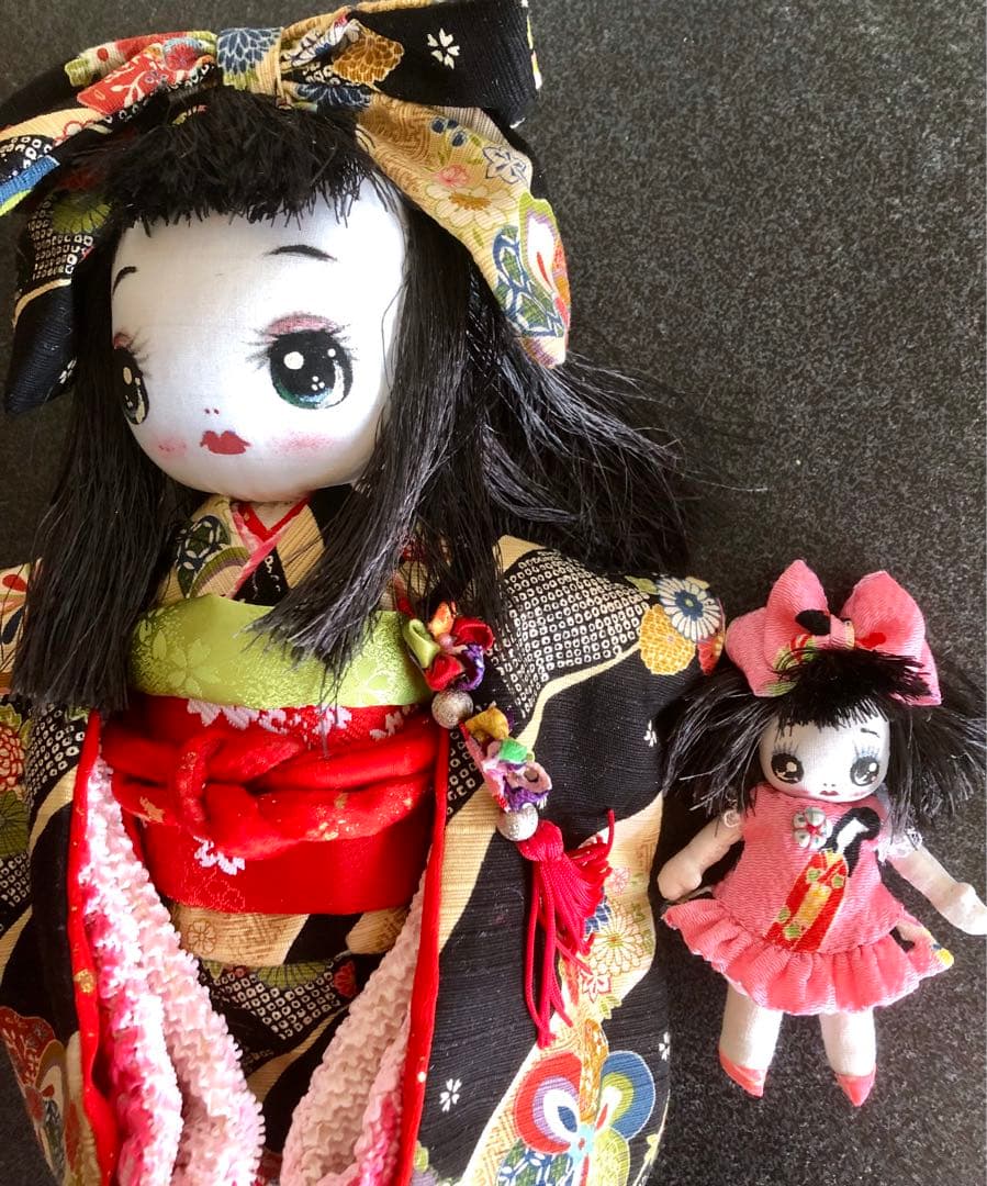 ＊カッパのおーこ様ご確認用＊市松風文化人形＆ミニリボンちゃん♪布人形•お着物＊