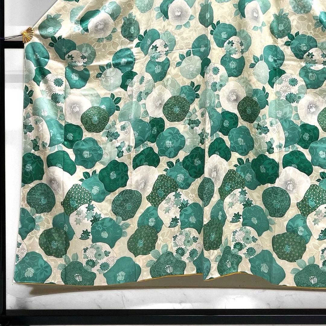 付け下げ　椿　金彩　梅　亀甲　楓　芝草　菊　花地紋　紋無し　着物　102b d