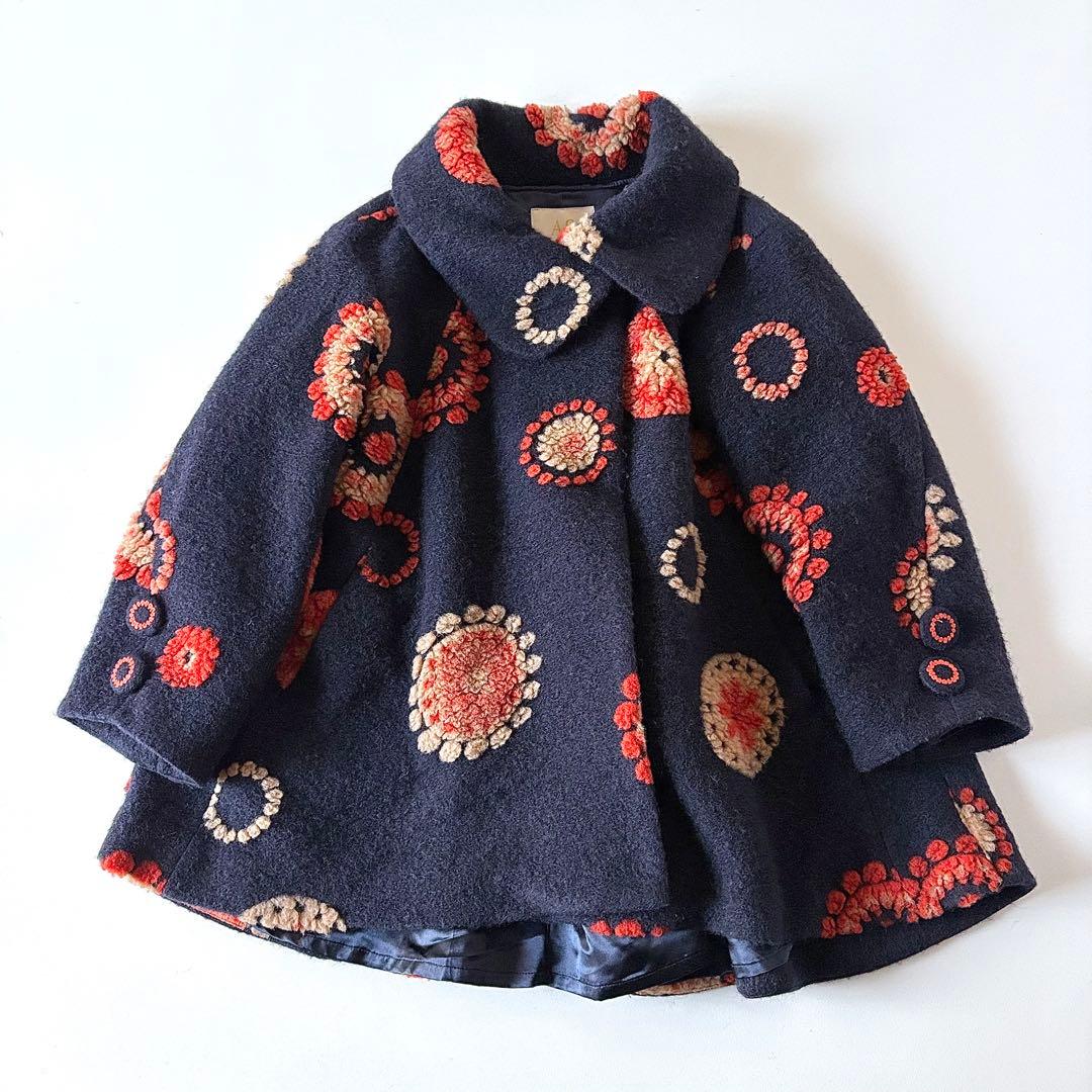 美品♡　定価4.8万円　アズノゥアズオオラカ　ウール　花柄　刺繍　コート