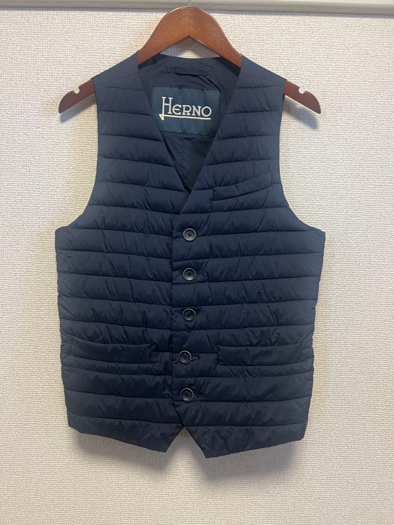 美品　国内正規品　ヘルノ / HERNO / ダウン ジレ　ネイビー　44