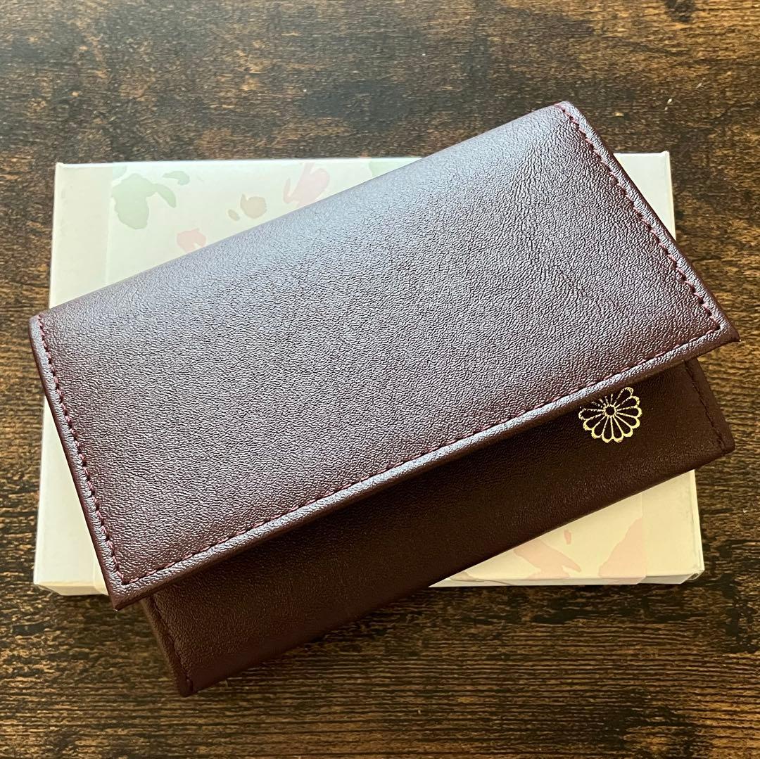 【匿名/即発送】皇居 名刺入れ 赤色 ワインレッド　皇居財布 箱入り