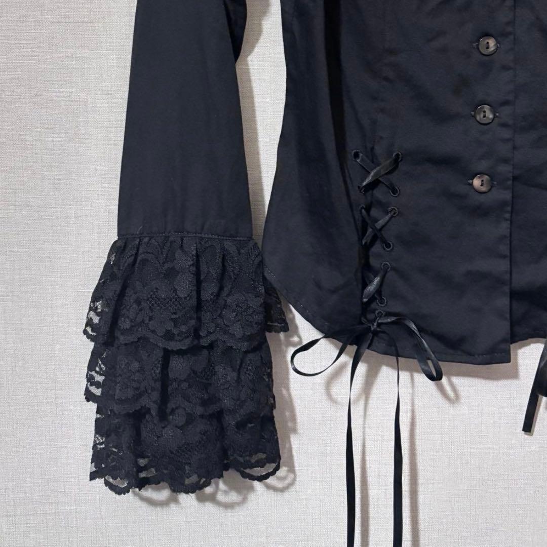 【BPN】ブラックピースナウ レース フリル ブラウス ブラック 黒 ゴスロリ