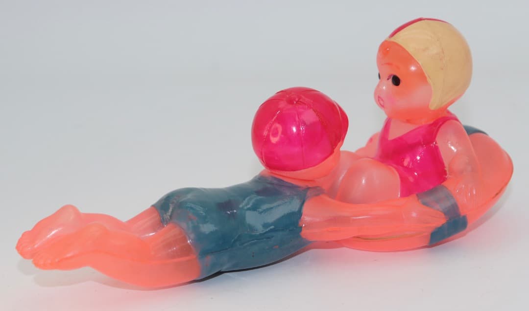 セルロイド製 水着の男の子と女の子のフィギュア 日本製レアアイテム