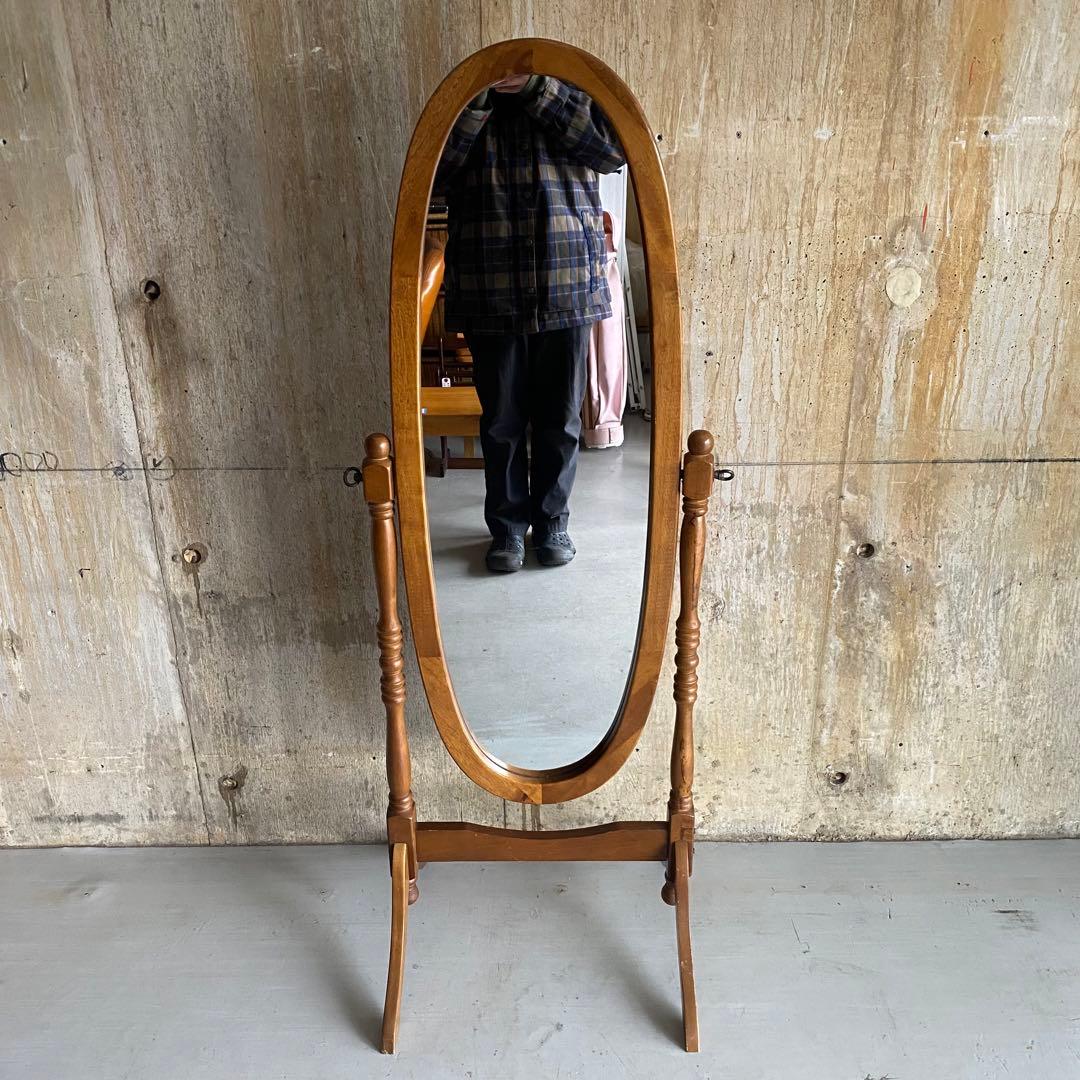 オーバル型　スタンドミラー　クラシックカントリー　楕円　レトロ