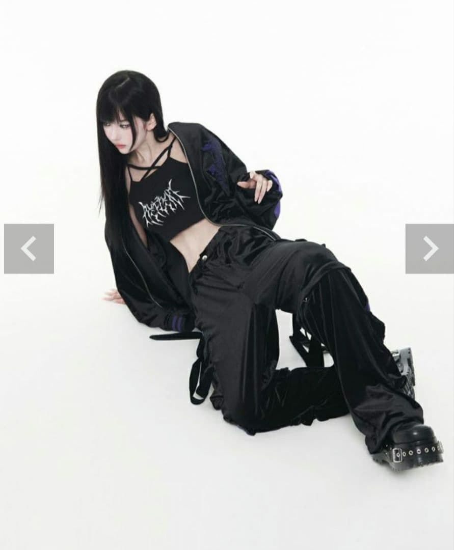 『REFLEM レフレム』ベロア刺繍スカジャン/黒x紫