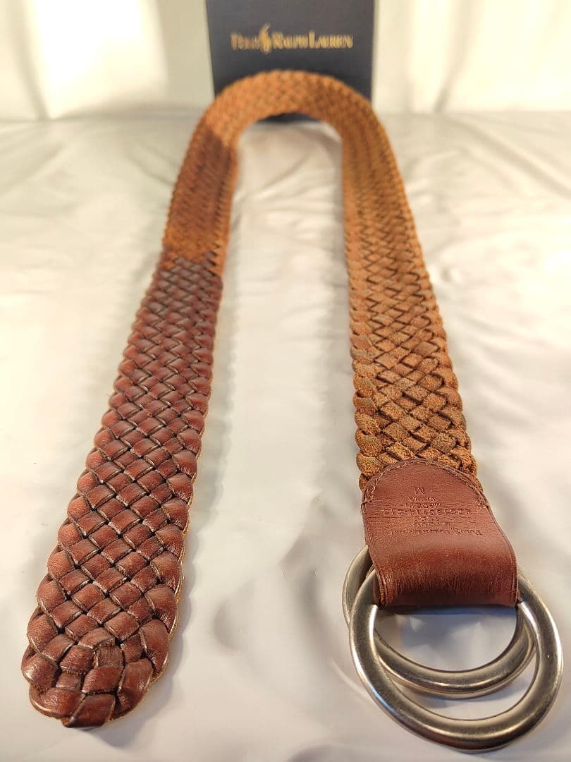【ヴィンテージ】PRL ポロラルフローレン　高級ダブルリング編み込みドレスベルト