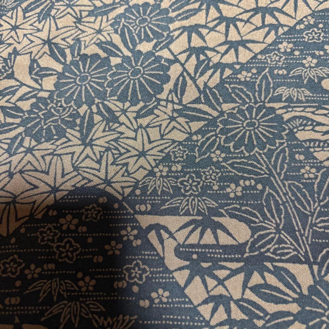 r*e様 美品　袷　正絹　型染め　縮緬　小紋　フルセット　作家塩瀬　粋　大人着物