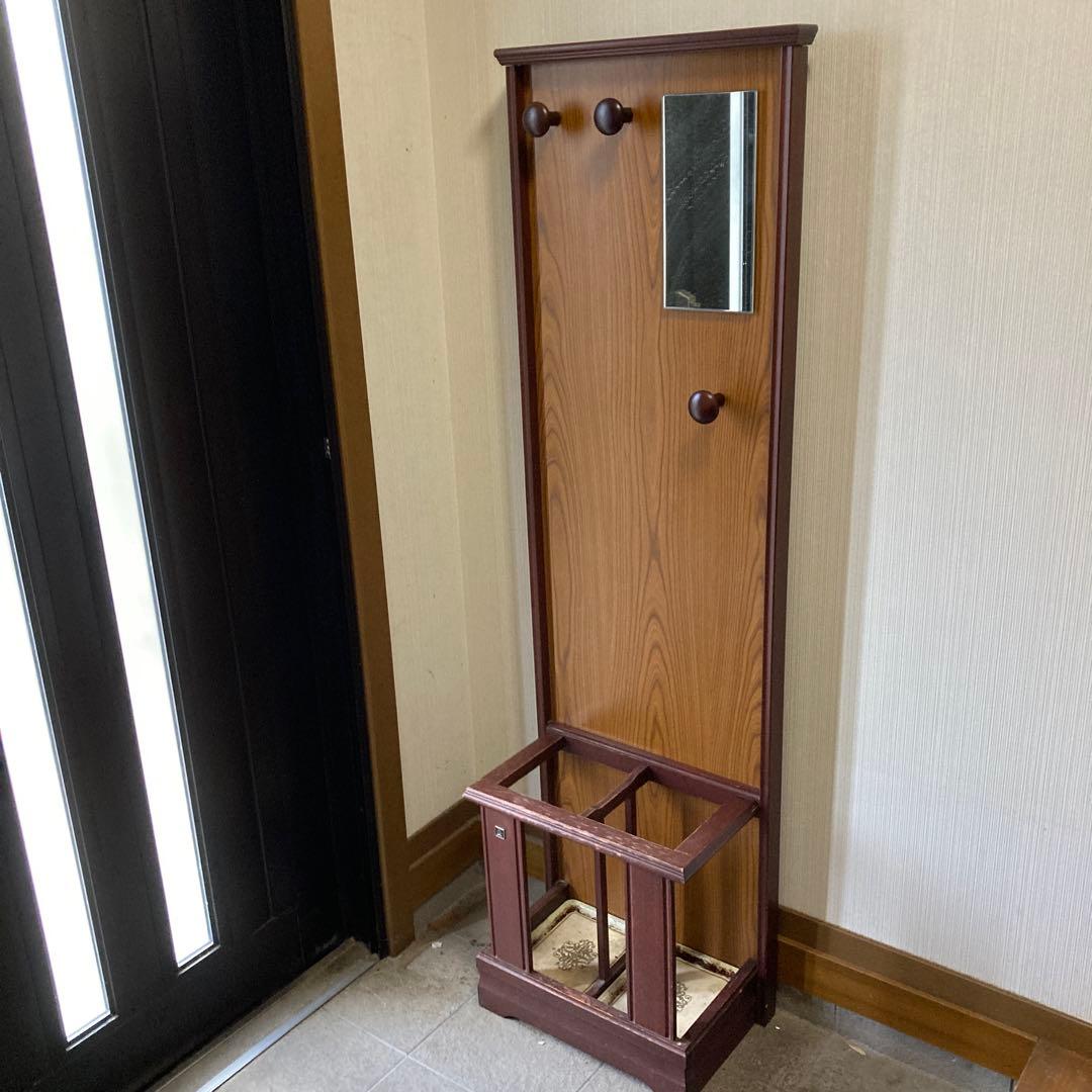 木製傘立て ミラー付き 昭和レトロ