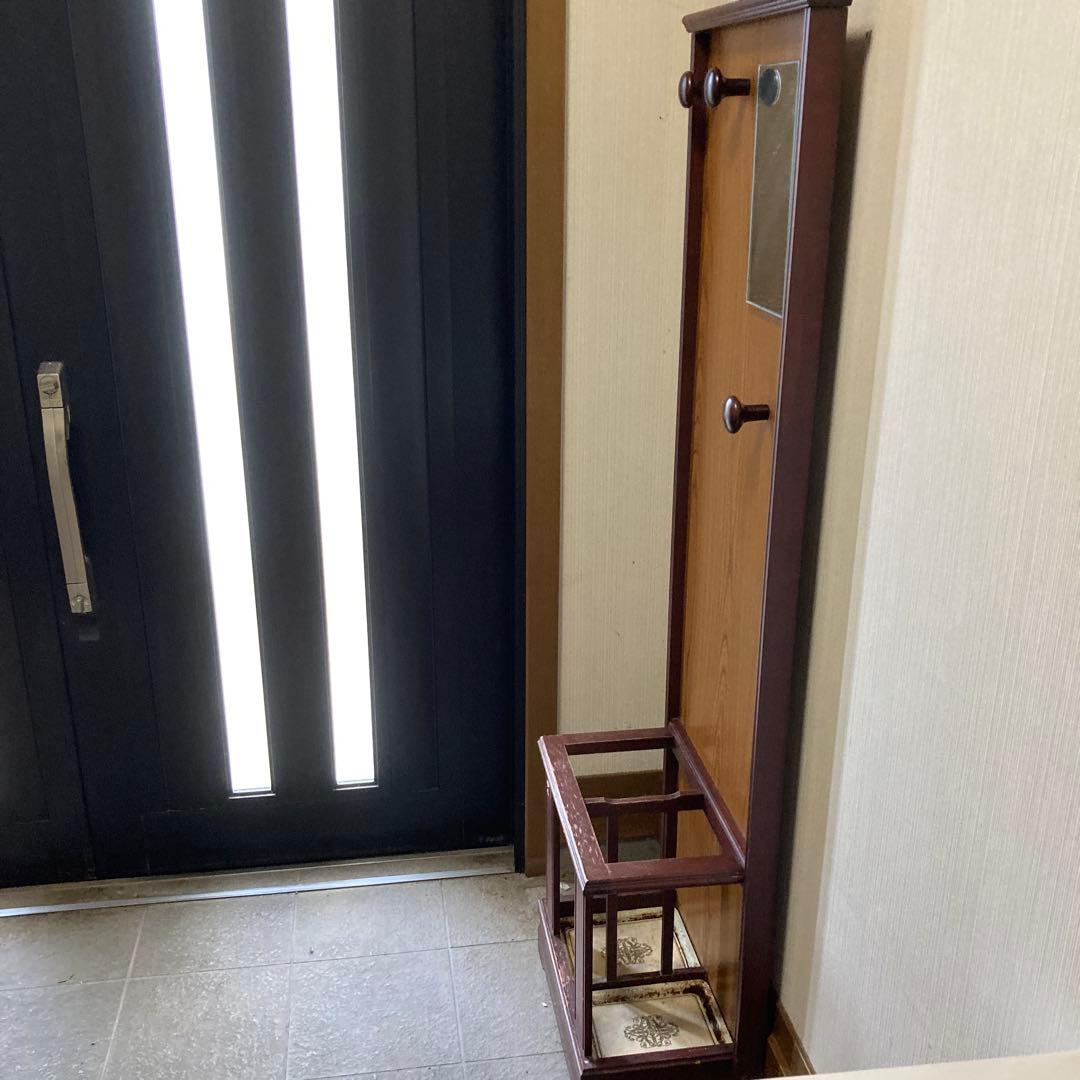 木製傘立て ミラー付き 昭和レトロ