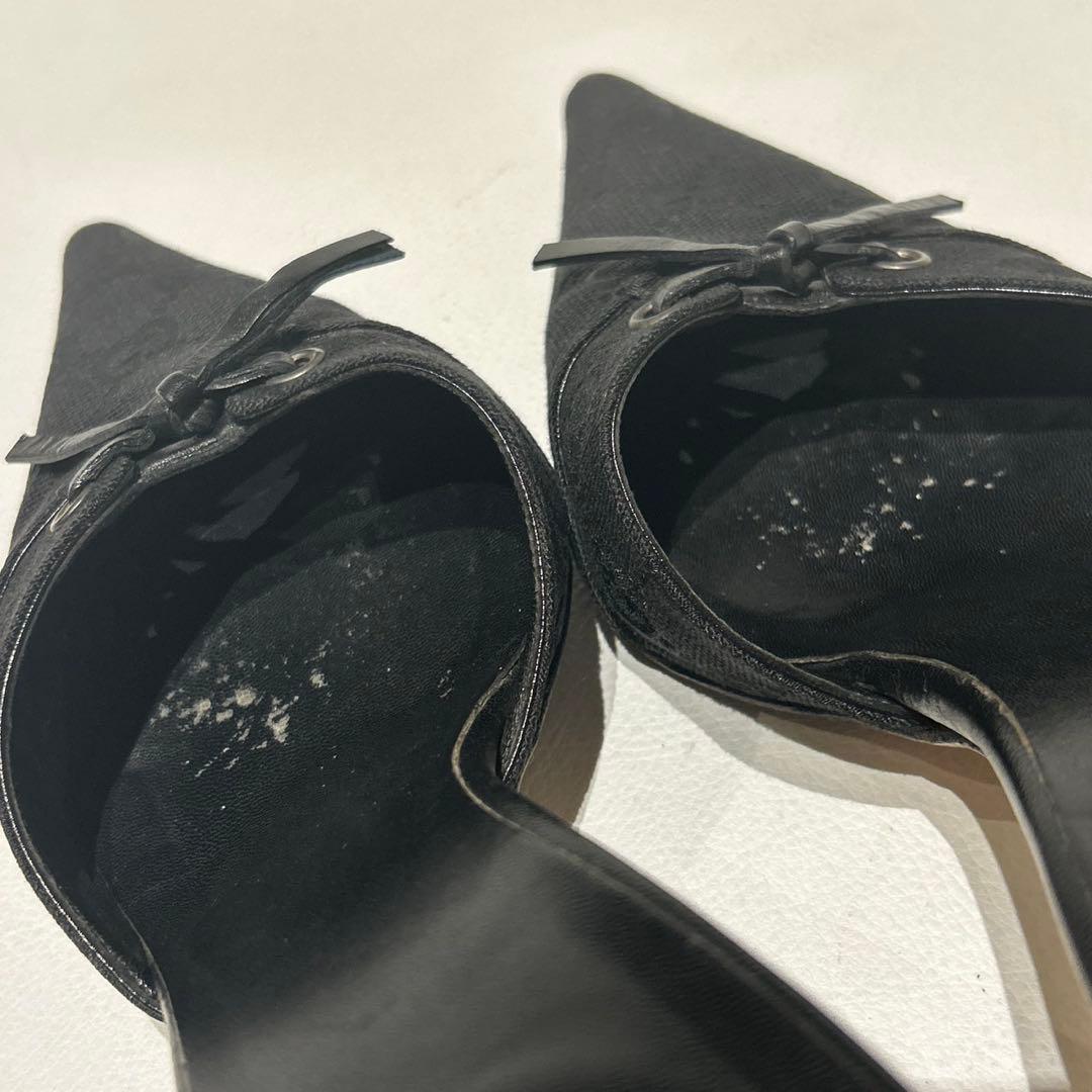 GUCCI グッチ GGキャンバス ミュール ブラック 39 リボン