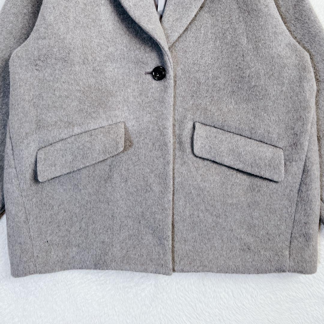 24AW✨ティッカ ウールショートコート ピーコート グレー 6.4万