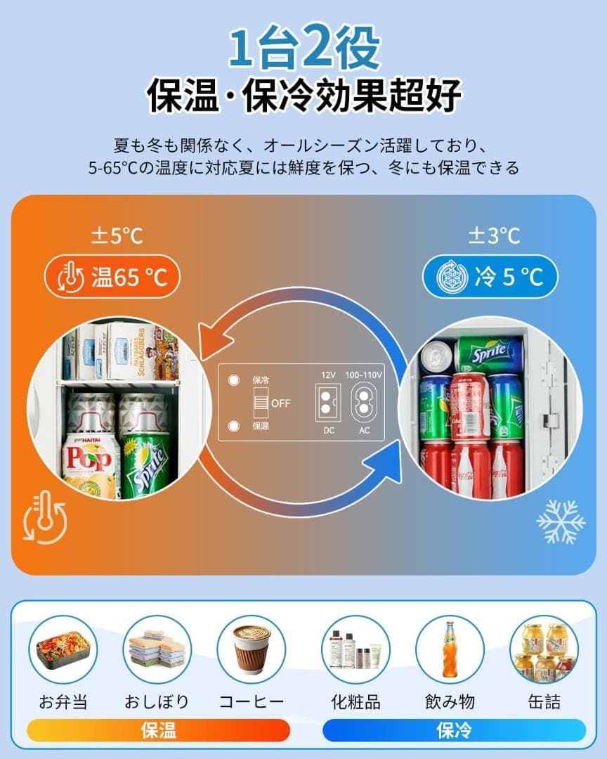 【保温・保冷両用】ミニ冷蔵庫 8L 冷温庫 小型 ペルチェ式 高密度発泡ウレタン