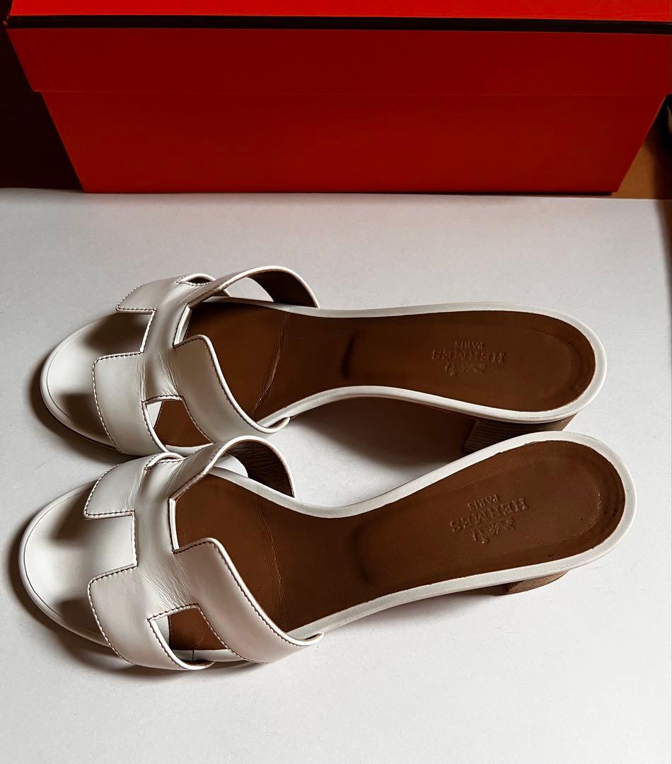 HERMES オアジス　ホワイト ミュール38