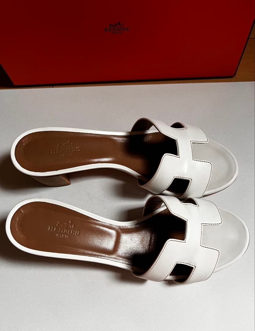 HERMES オアジス　ホワイト ミュール38