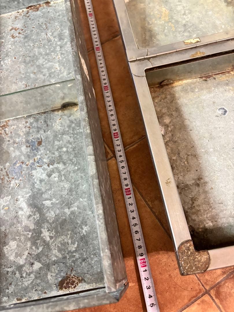 レトロ　お菓子ケース　ブリキ　一つ　ガラス一枚無し