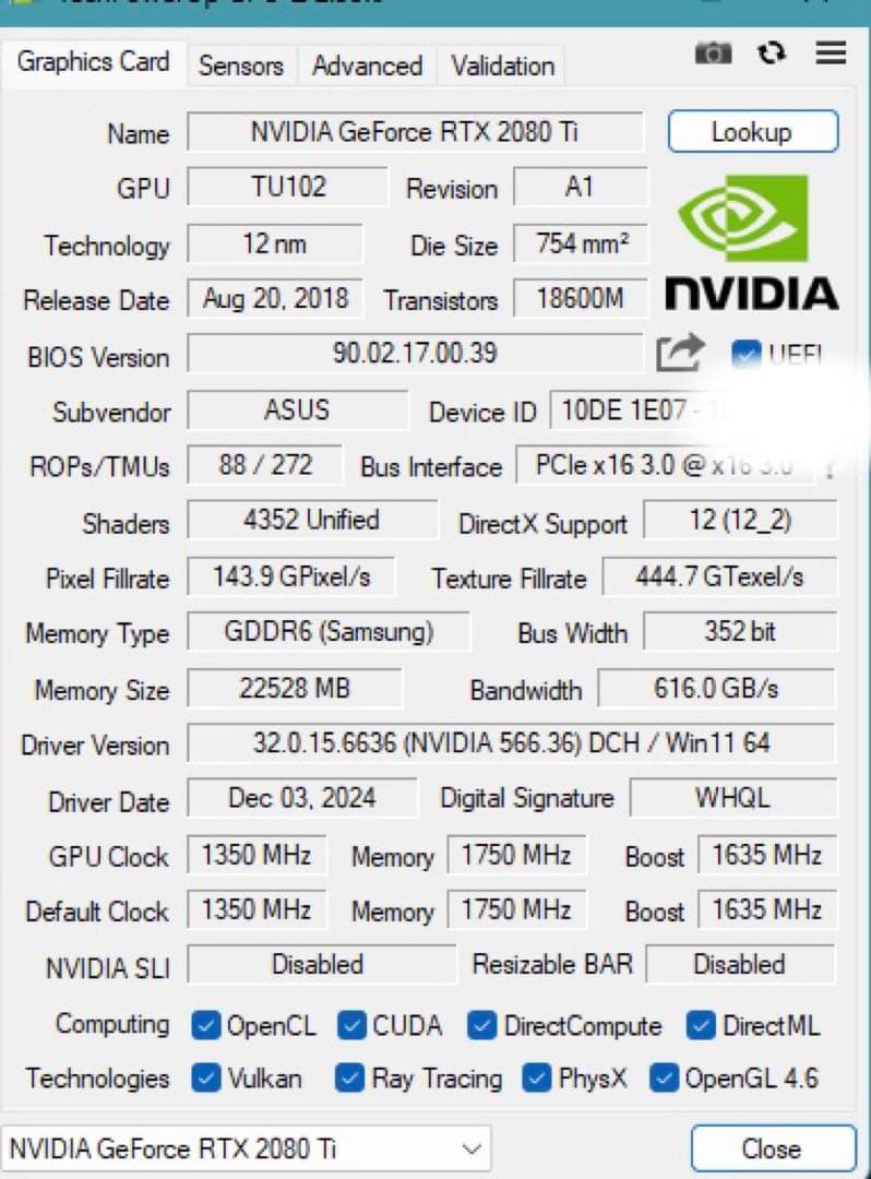 Asus RTX 2080Ti 22GB 水冷化済み