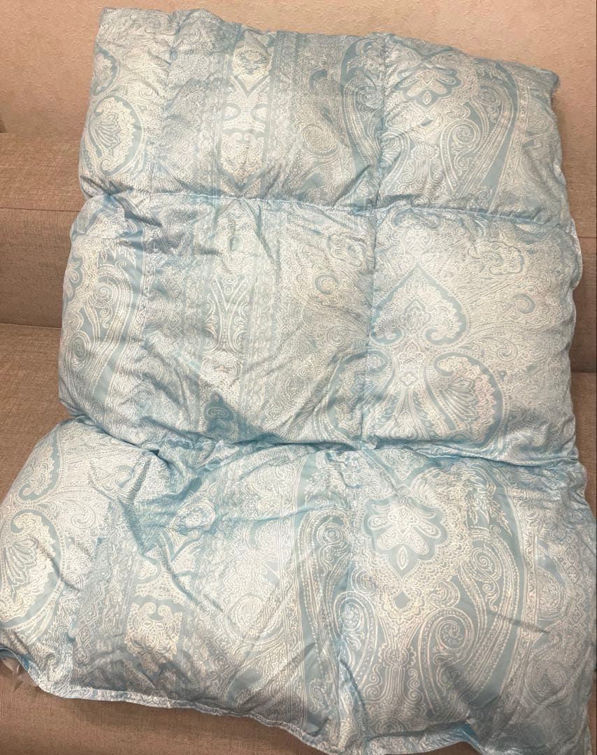 昭和西川 NU-50 シングル ２枚合わせ羽毛掛布団 ブルー 150x210cm