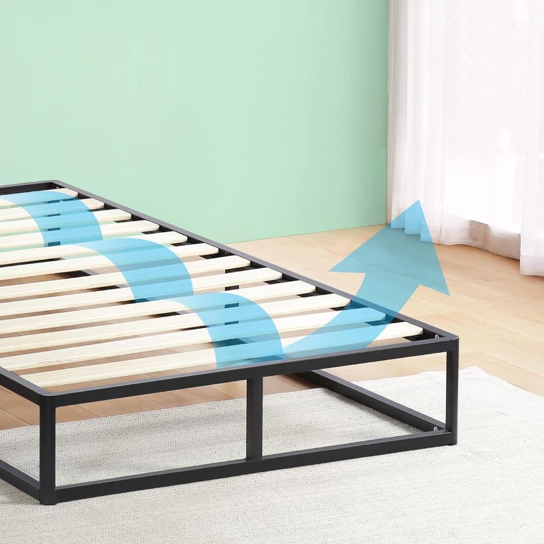 (Olee Sleep)メタルプラットフォームベッドフレーム ブラック シングル