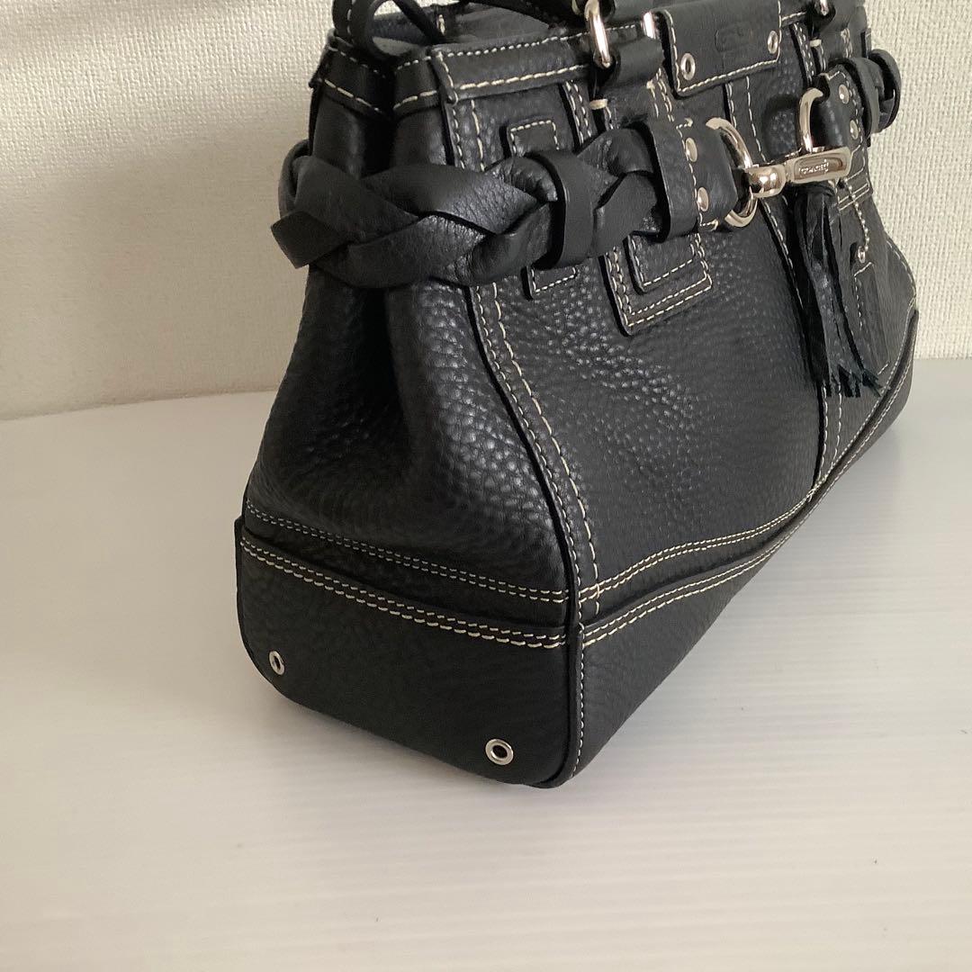 COACH コーチ ブラック レザー ハンドバッグ