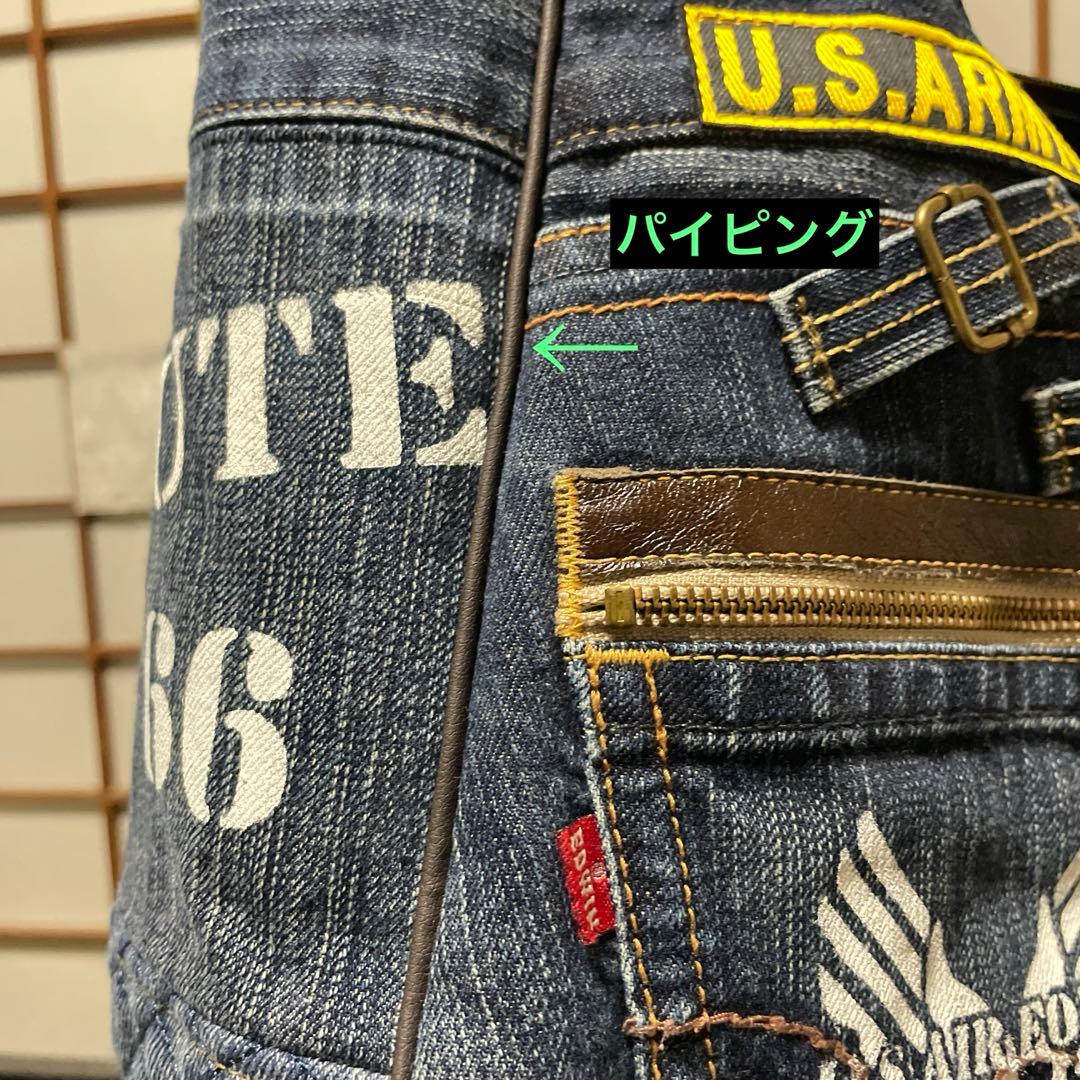No. 505 デニムリメイクバッグ　トートバッグ　インディアン　ルート66