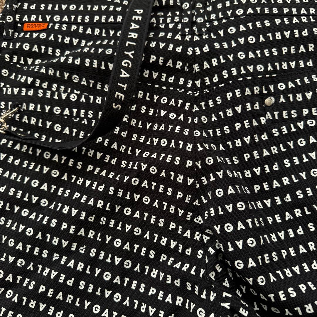 現行モデル　パーリーゲイツ　パンツ　総柄　黒　白　XL〜XXL相当 ストラップ付