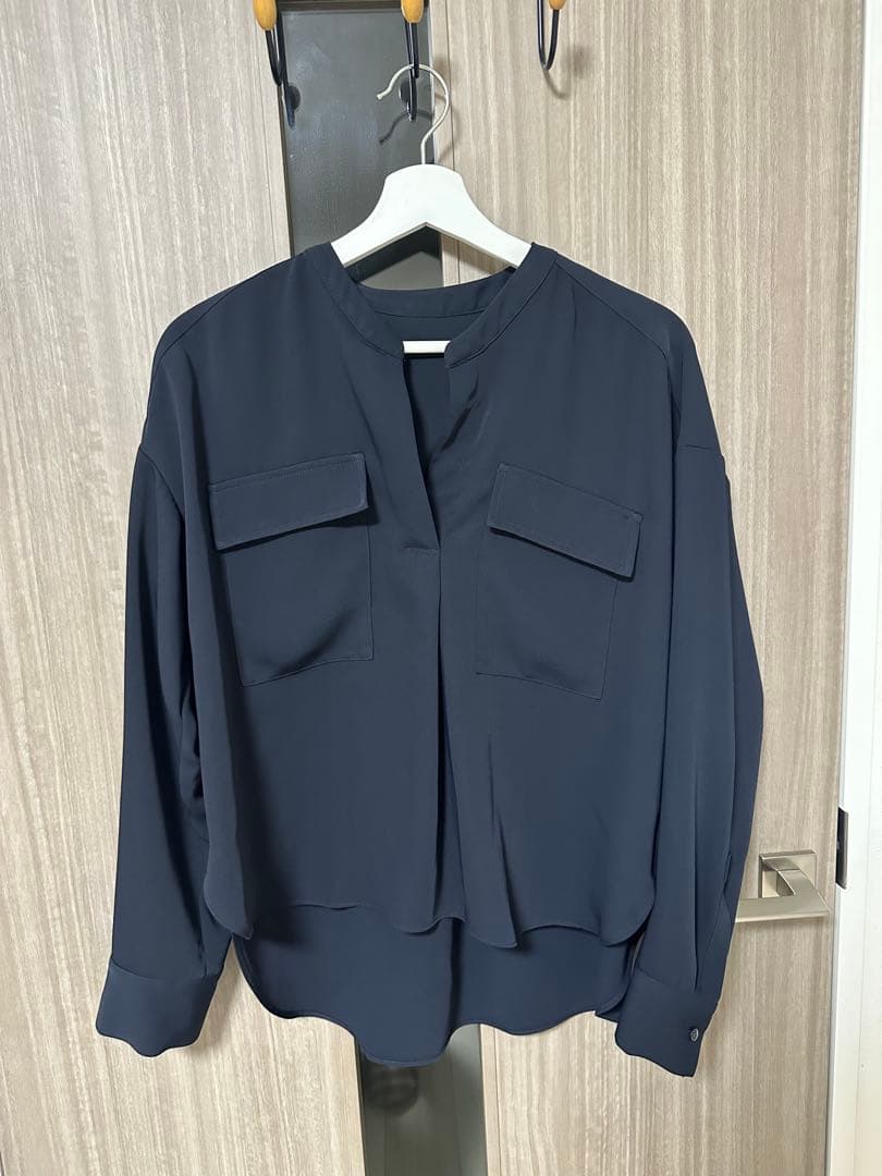 NOBLE ネイビー 長袖シャツ ポケット付き