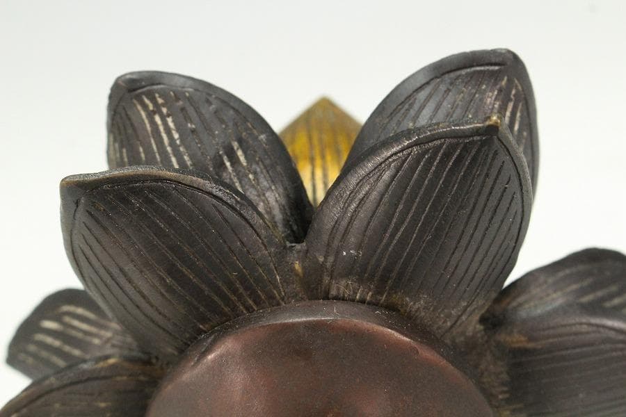 仏教美術 銅 蓮花 持香炉 蓮燭台 二件(K-LC970)