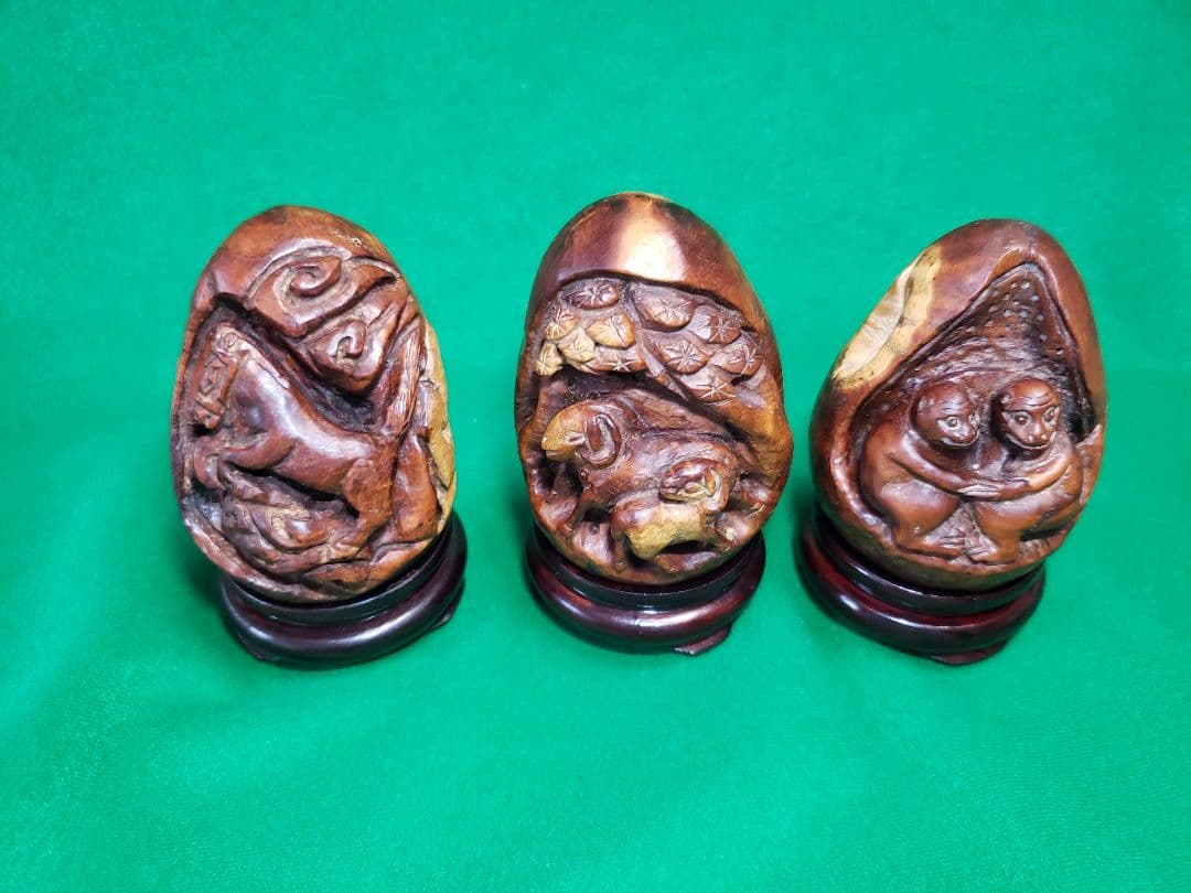 マリン木　薔薇の根　十二支　木彫りの置物