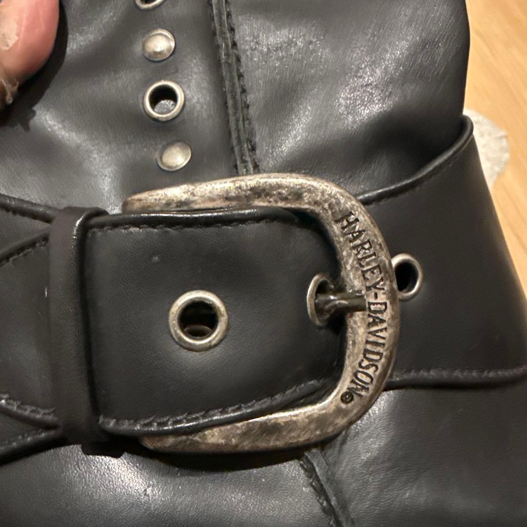 HARLEY-DAVIDSONロングブーツ サイドジップ ロゴバックルブラック