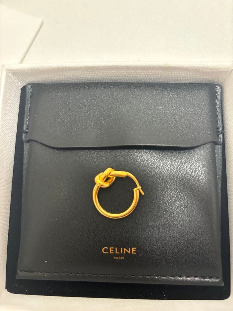 CELINE セリーヌ ノット スモール フープ ピアス 片耳 ゴールド 金