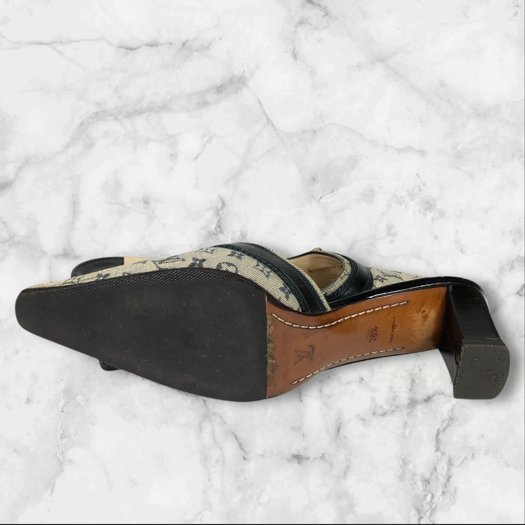 ルイヴィトン 靴 24.5cm モノグラムミニ ミュール パンプス サンダル