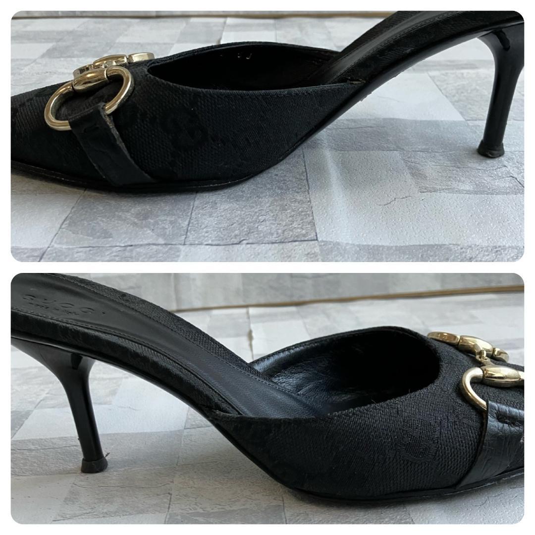 GUCCI ミュール ヒール ホースビット GG柄 ポインテッドトゥ
