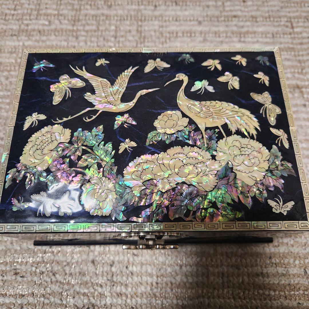 螺鈿細工 ジュエリーボックス 宝石箱 韓国伝統工芸 鳳凰孔雀模様　 高級宝石箱