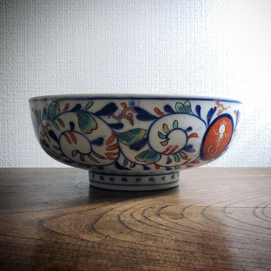 鉢　丼　古伊万里　色絵　牡丹　菊　幽霊　江戸後期　明治　珍品