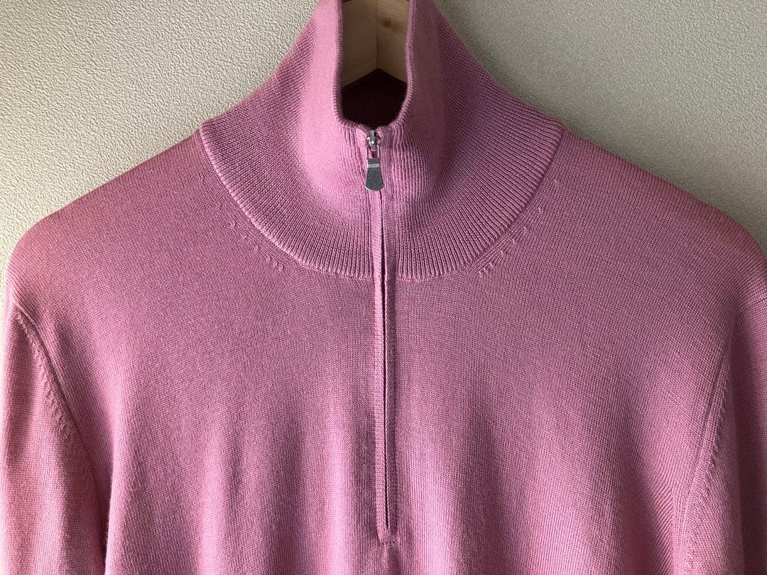 GRAN SASSO メリノウール 12G ハーフジップニット ピンク 52