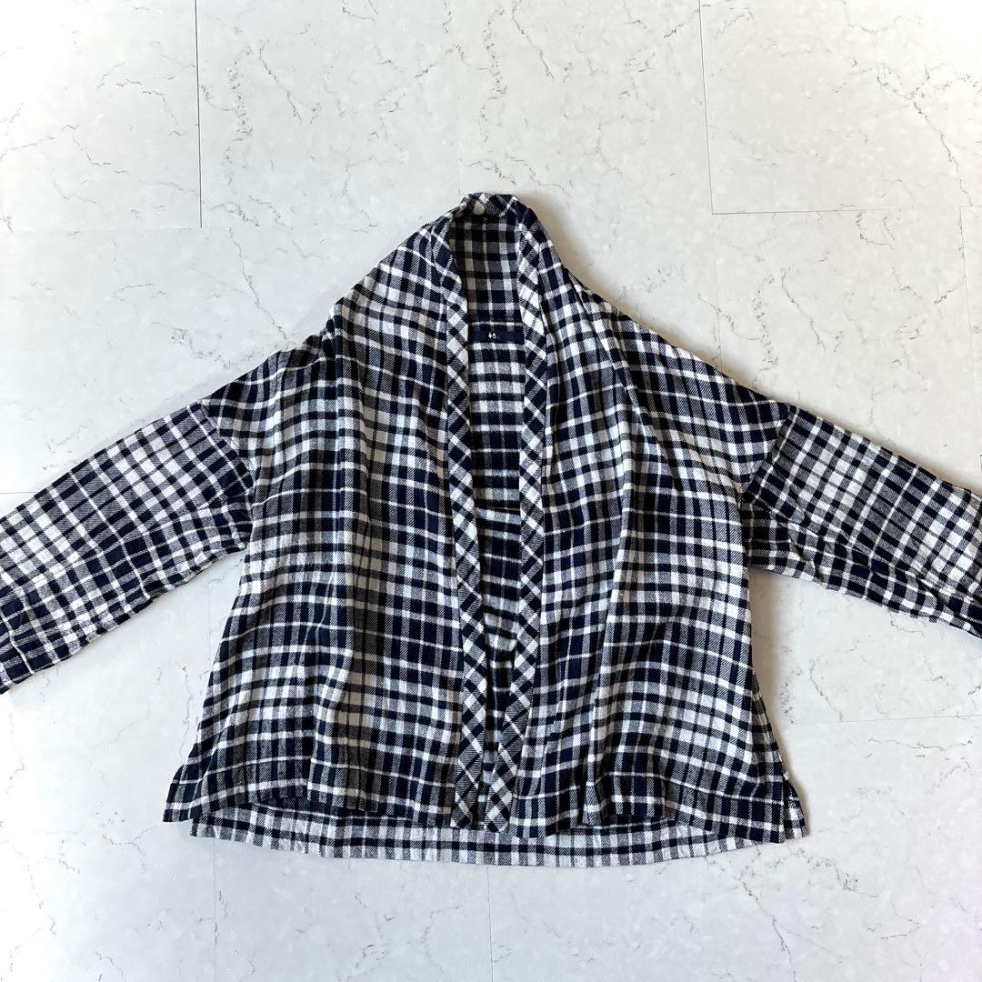 美品 45R インド製 コットンフランネルチェック シャツカーディガン 羽織り_