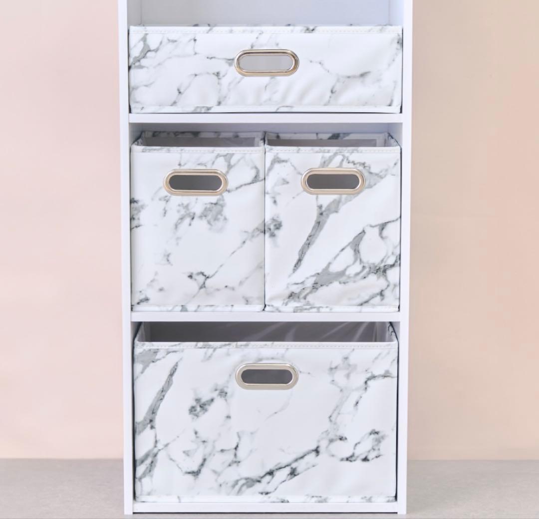 【大人気商品】【新品未使用】THREEPPY 大理石柄 収納ケース 5枚セット