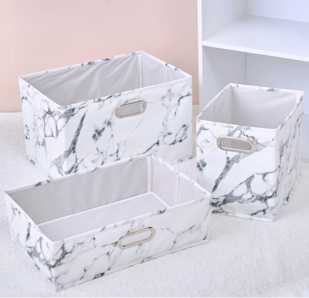 【大人気商品】【新品未使用】THREEPPY 大理石柄 収納ケース 5枚セット