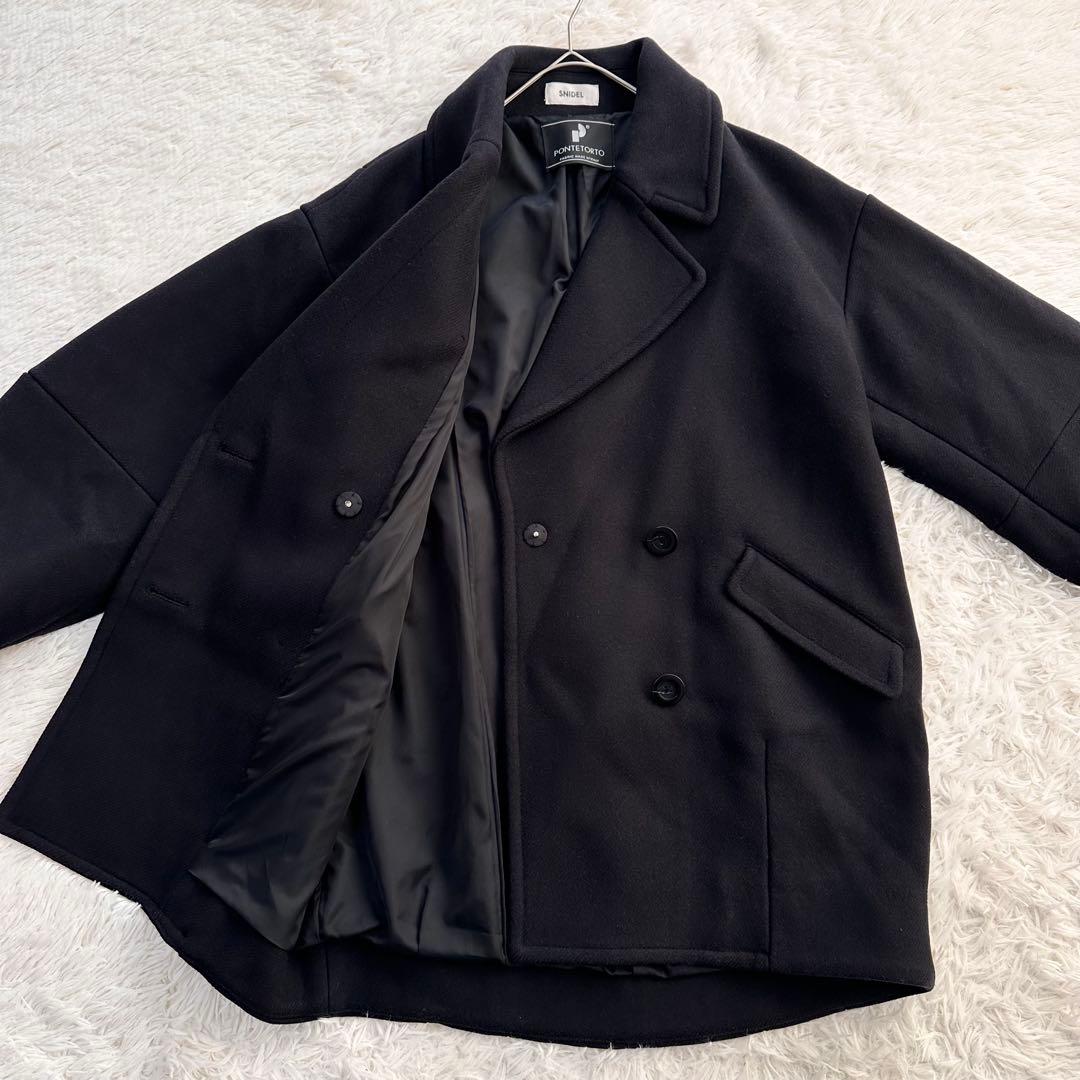 SNIDEL ウールコクーンダブルコート オーバーサイズ イタリア生地 ブラック