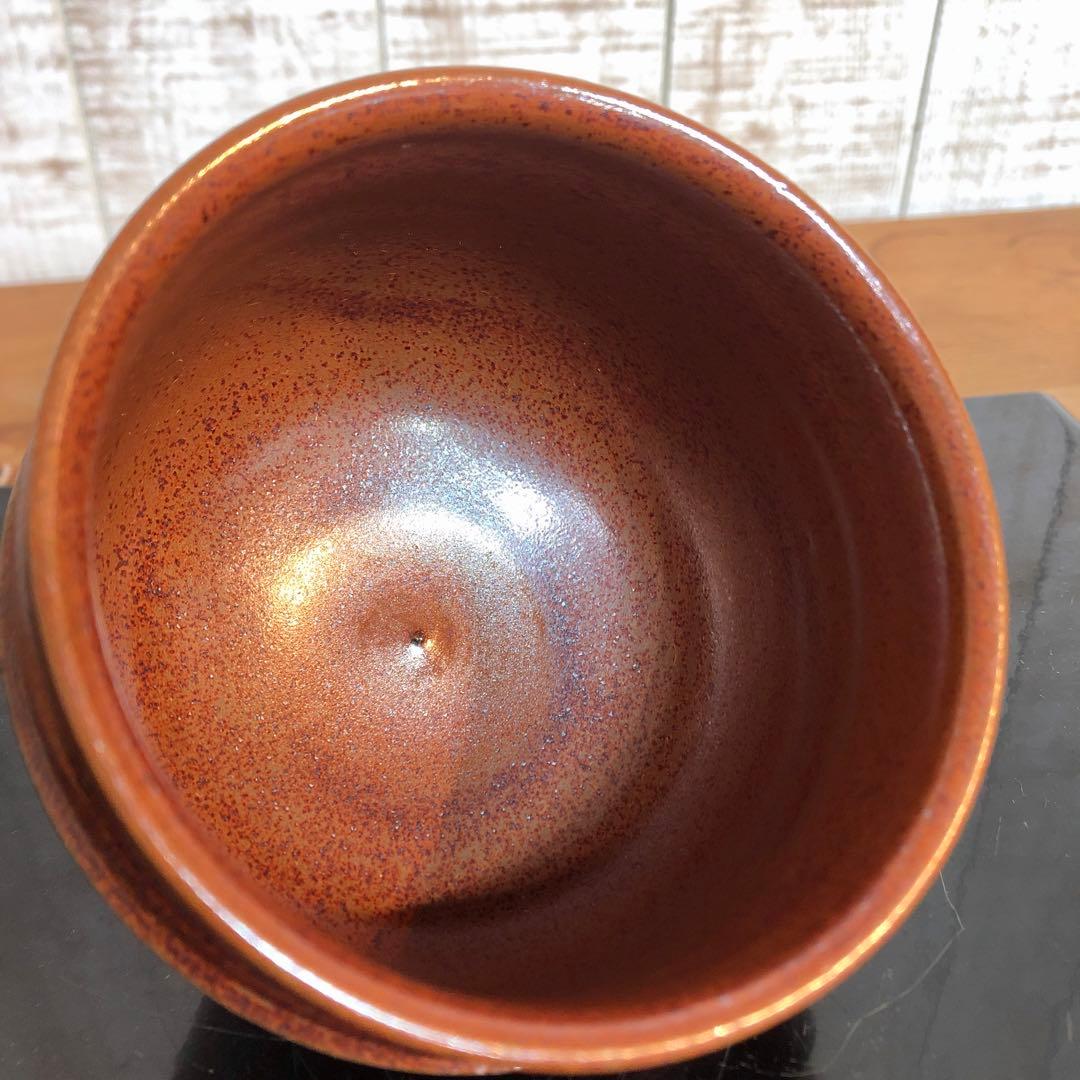 〈未使用〉柿釉のツヤが美しい　抹茶碗　茶道具 茶道 茶碗　茶器