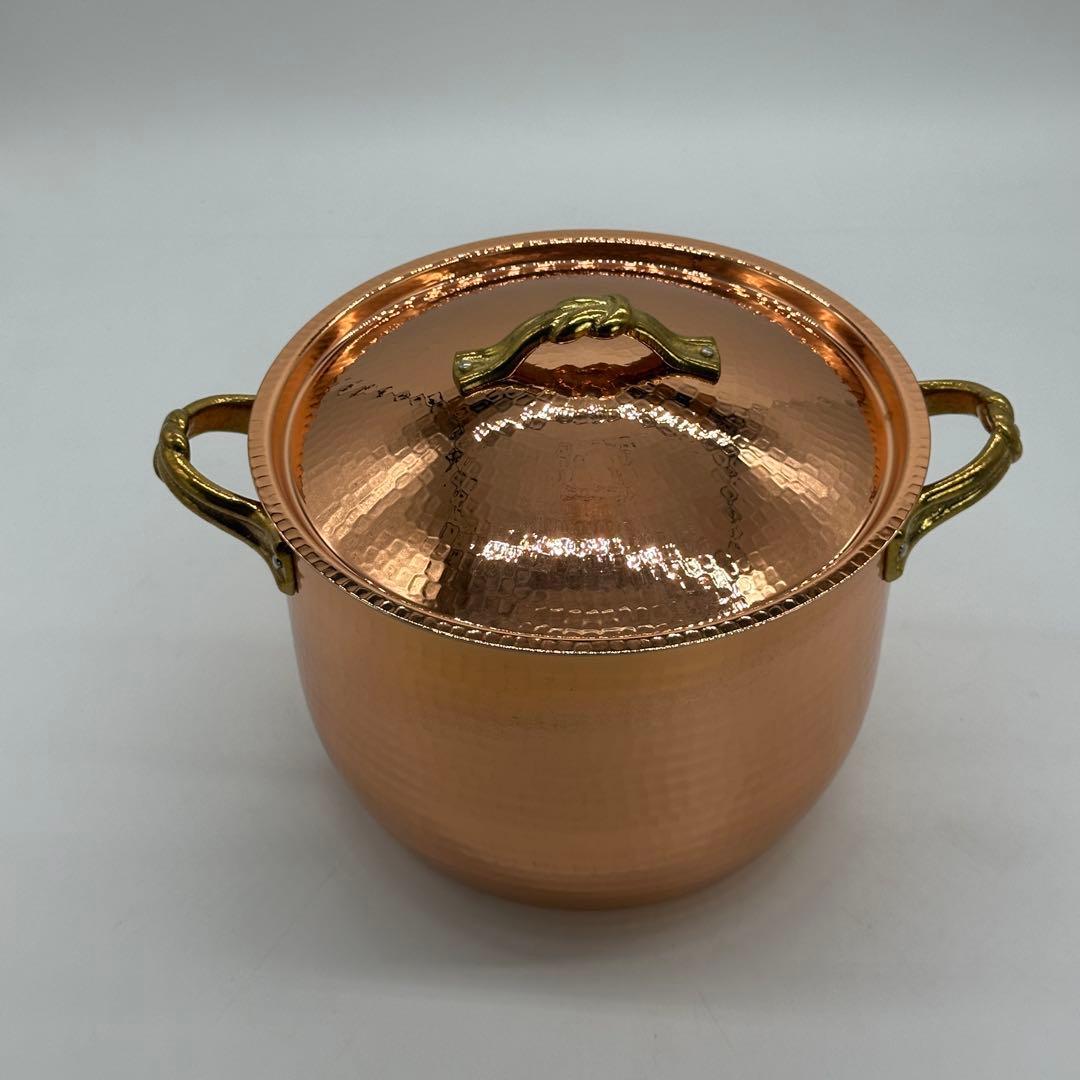 新品未使用 和銅楽 結び 銅製両手鍋 21cm 深型