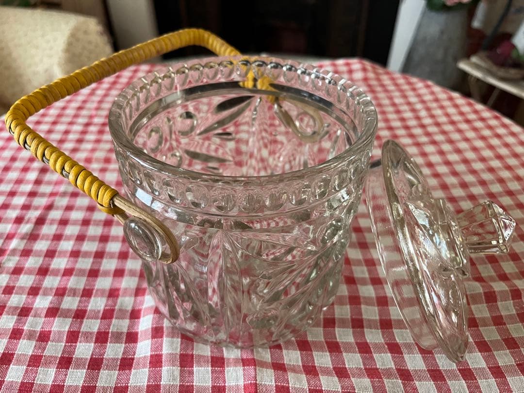 イギリスアンティーク ガラスビスケットジャー ガラスお菓子入れ ボンボンジャー