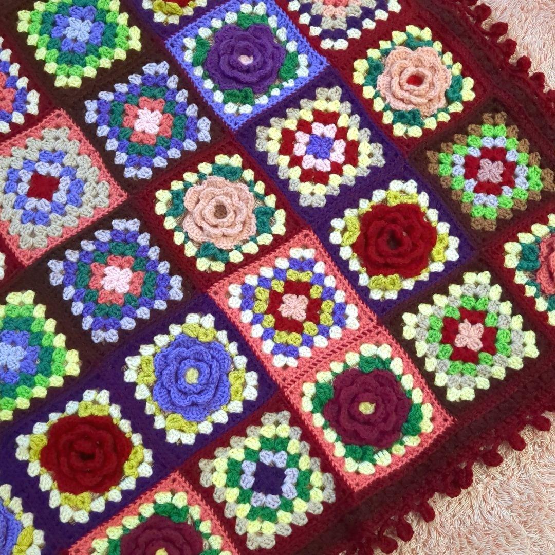 モチーフ編み マルチカバー大判 ベッド こたつ ソファーカバー ブランケット