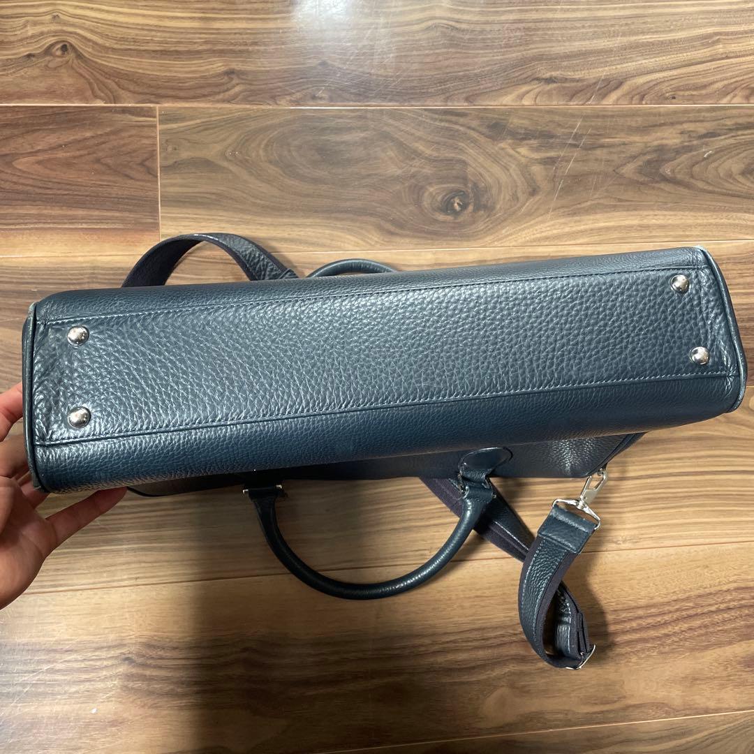 ロマの日常様　暗い　ネイビー　レザー ビジネスバッグ　pelle morbida