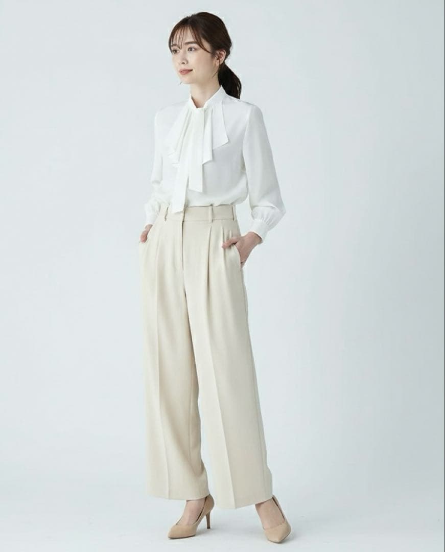 極美品 ボールジィ トゥモローランド クリアデシンフリルボウタイブラウス 長袖