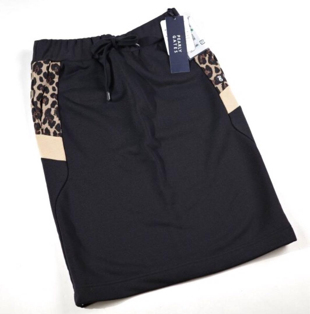 【PEARLY GATES】日本製 裏起毛豹柄スウェット テックスカート・0番S