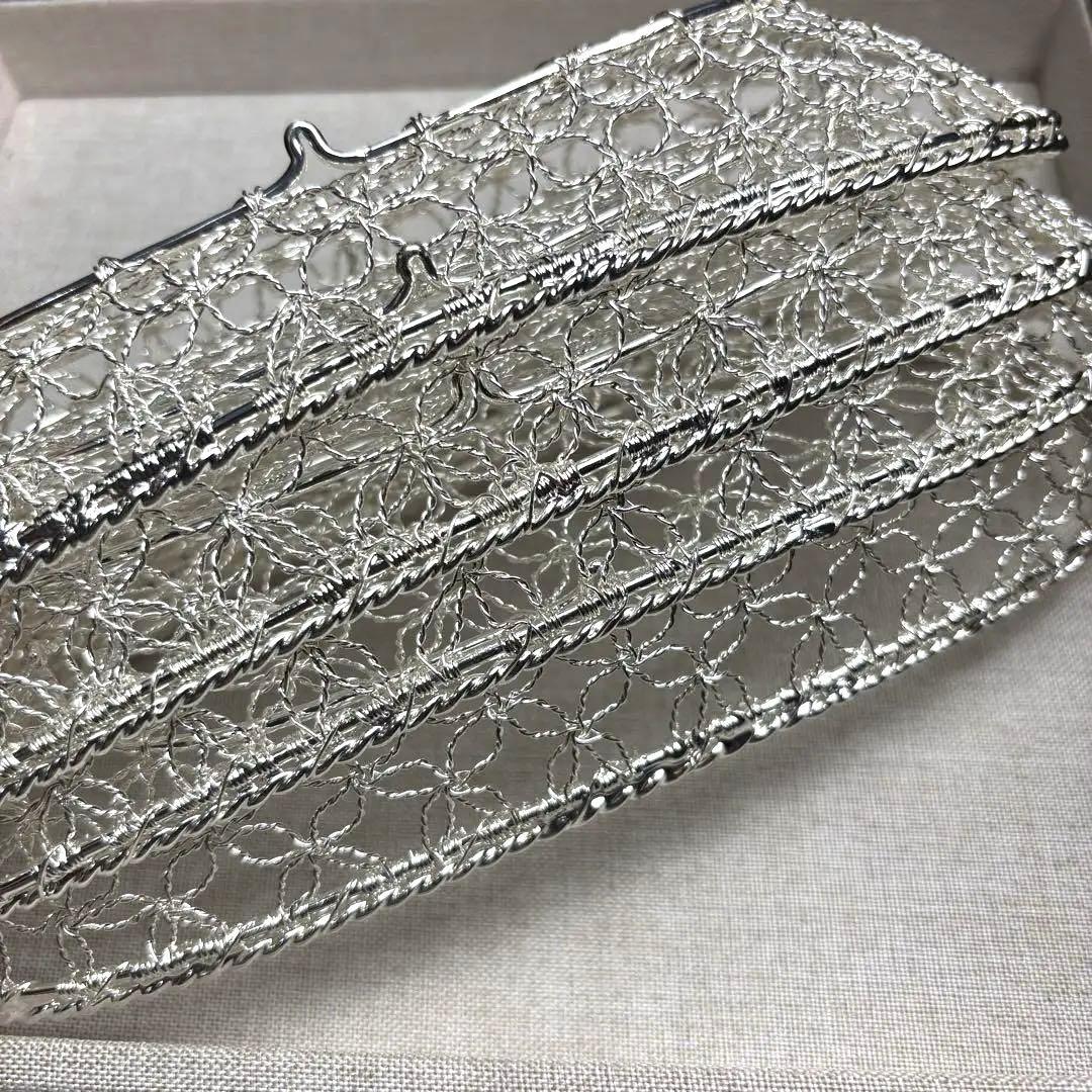 未使用品銀座和光銀仕上げカゴ編みおしぼりトレー