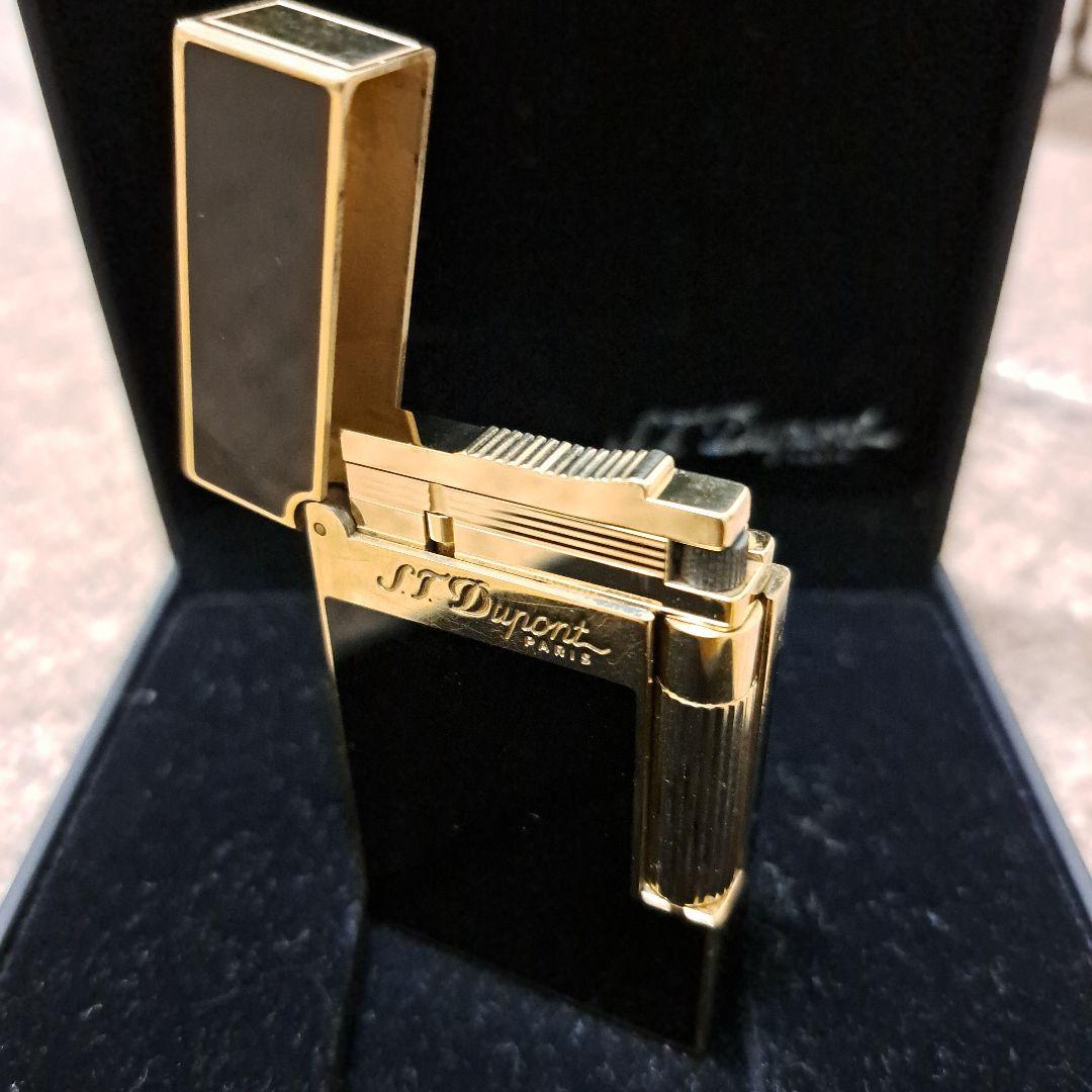 ◇美品デュポンライター、ライン2、純正黒漆、ブラックゴールド◇