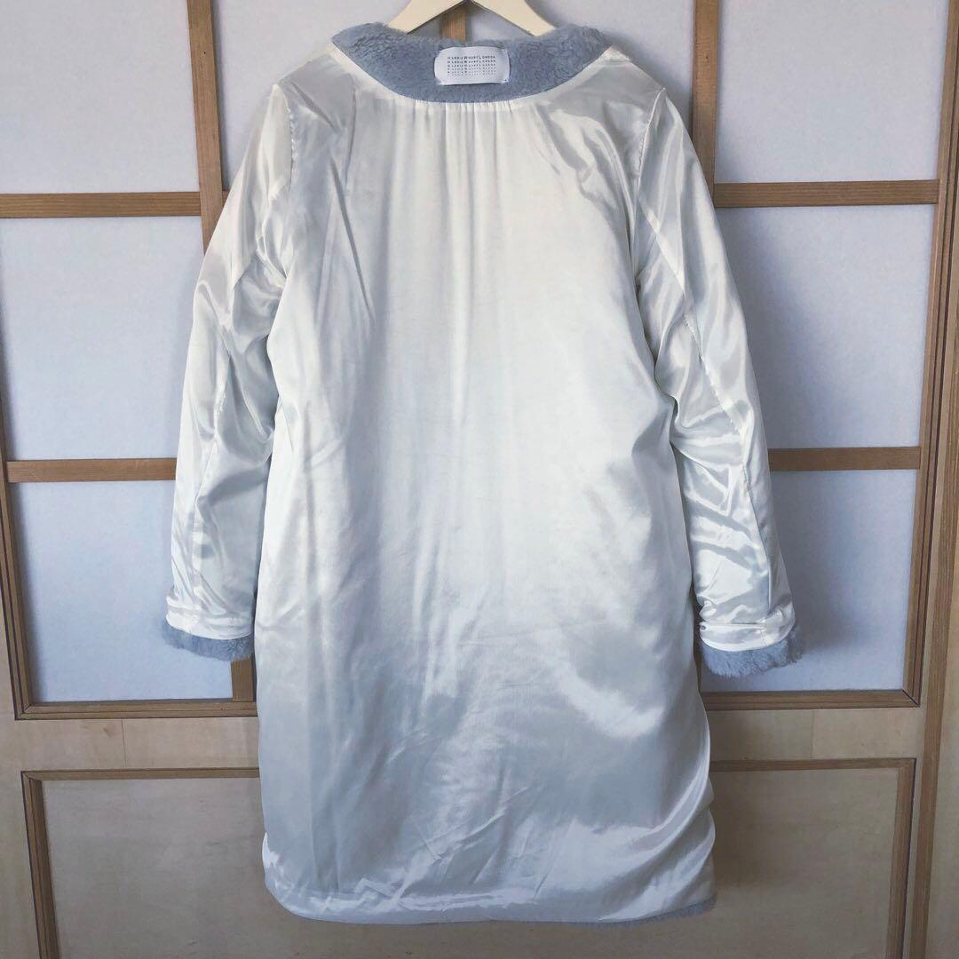 美品　ハリスワーフロンドン　レディース　ノーカラー　コート　アウター　水色　L